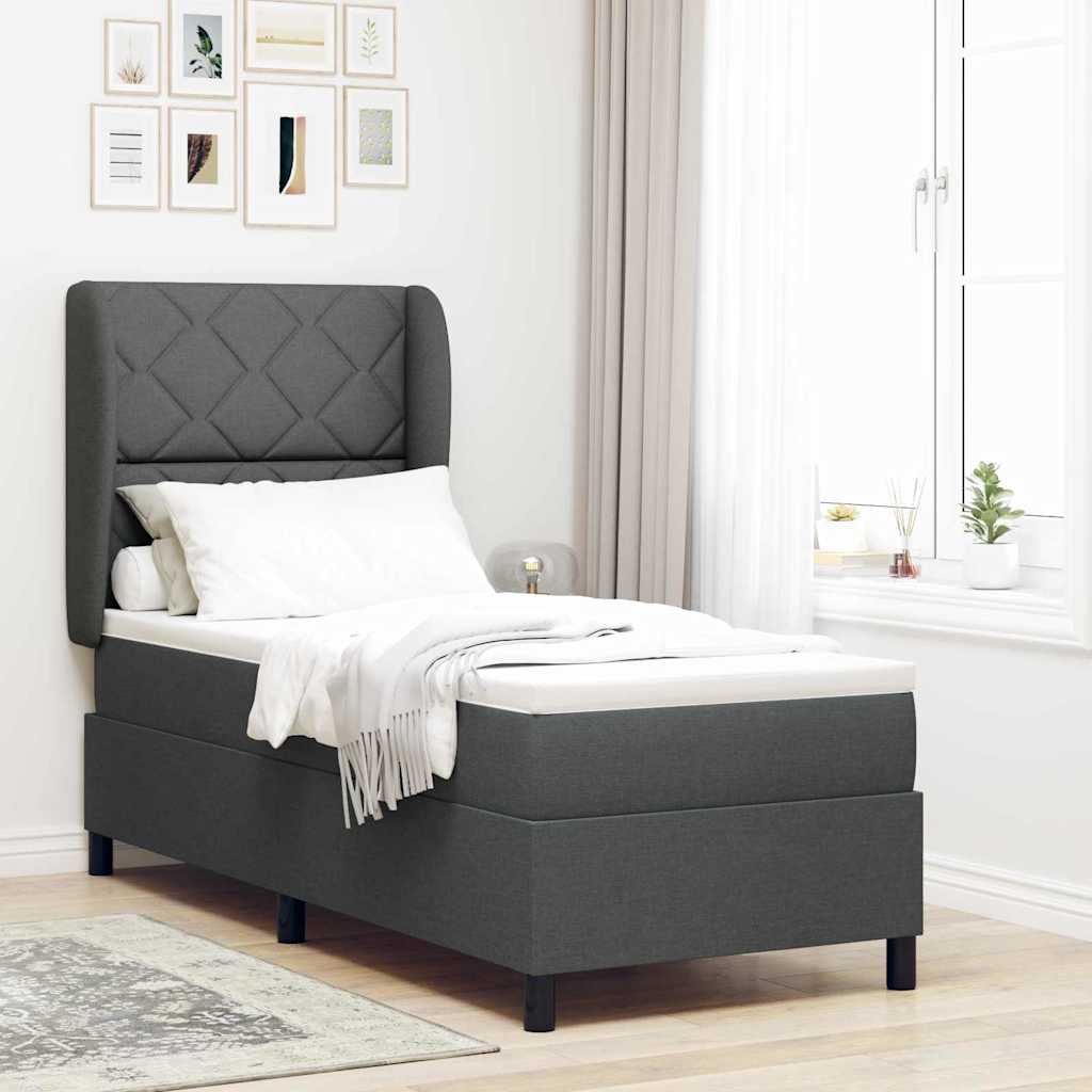 vidaXL Cama tipo Box Spring con cabecera Gris oscuro 80 x 200 cm tela