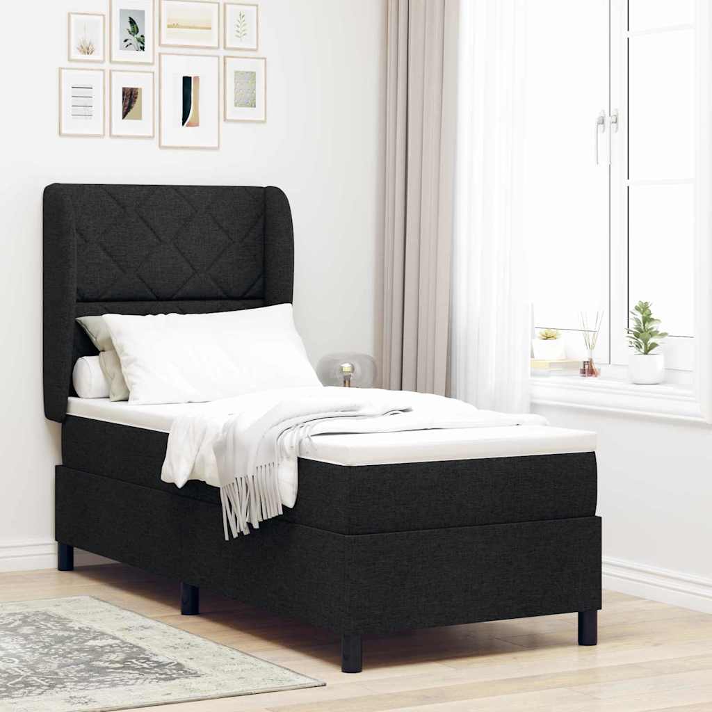 vidaXL Cama tipo Box Spring con cabecera Negro 80 x 200 cm tela