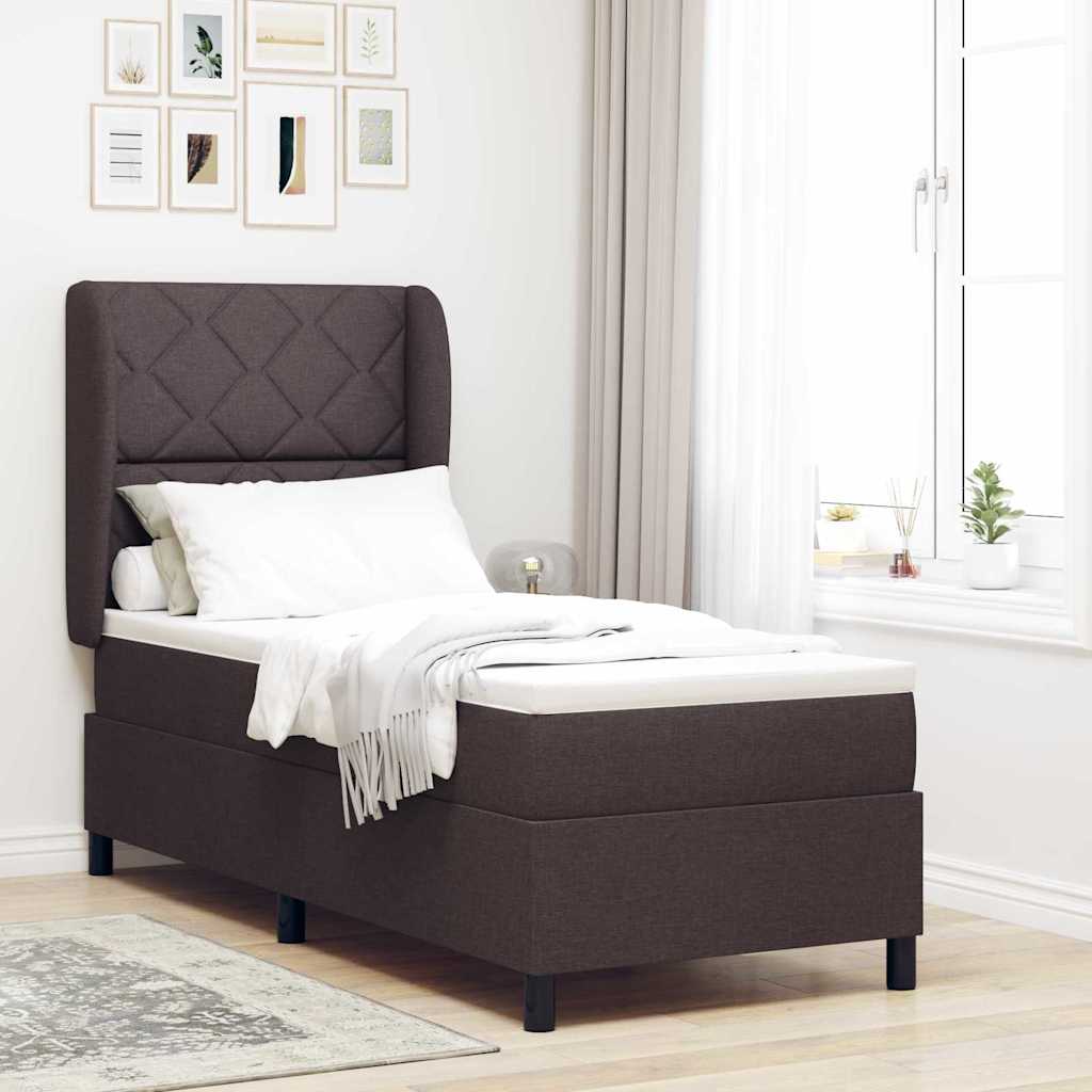 vidaXL Cama tipo Box Spring Marrón oscuro 80 x 200 cm tela