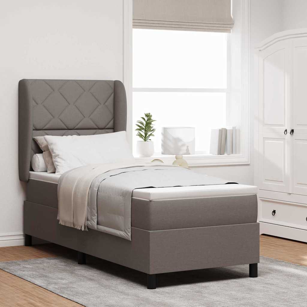 vidaXL Cama tipo Box Spring con cabecera Taupé 80 x 200 cm tela
