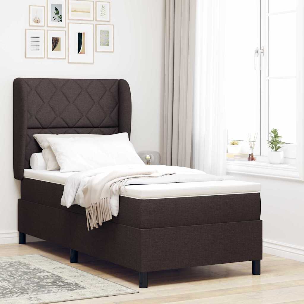 vidaXL Cama tipo Box Spring Marrón oscuro 90 x 190 cm tela