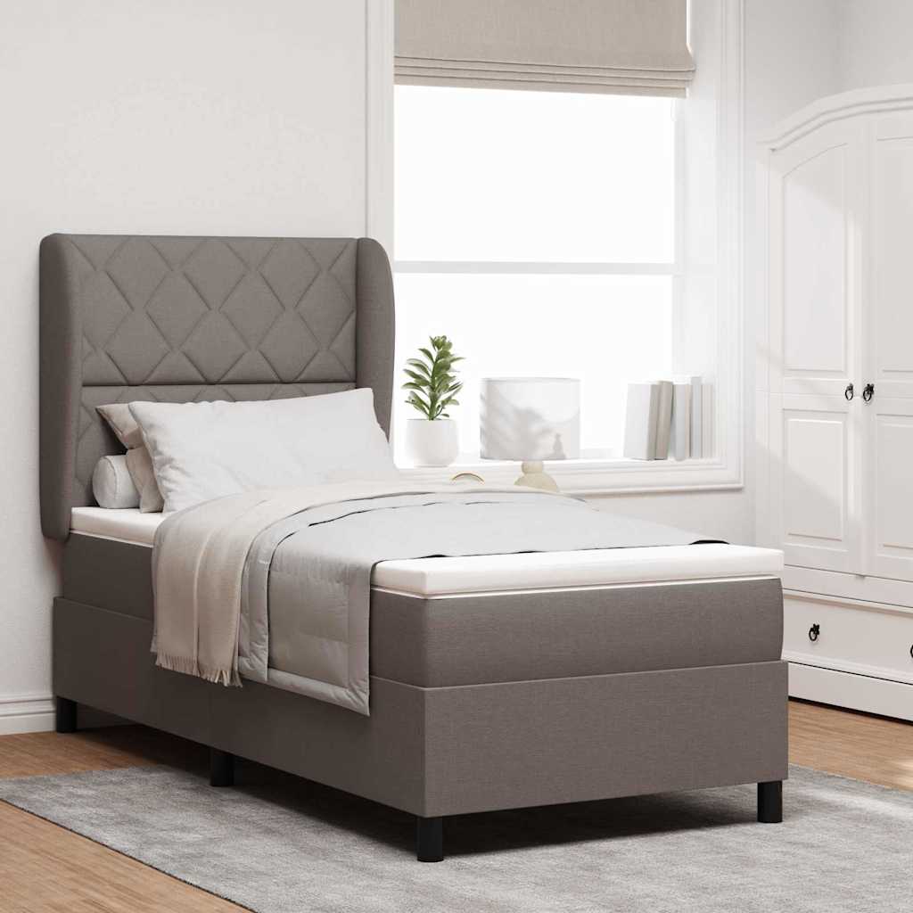 vidaXL Cama tipo Box Spring con cabecera Taupé 100 x 200 cm tela