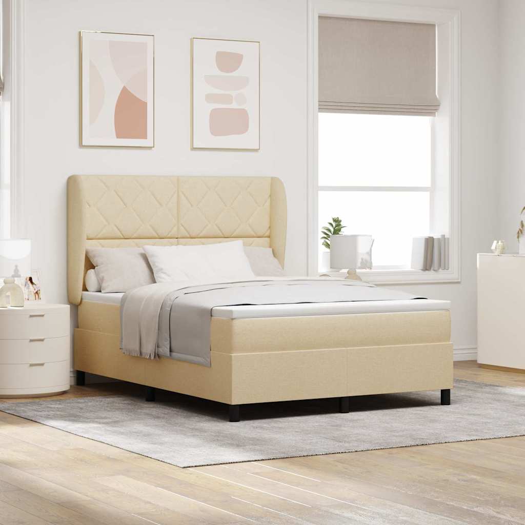 vidaXL Cama tipo Box Spring con cabecera Crema 160 x 200 cm tela