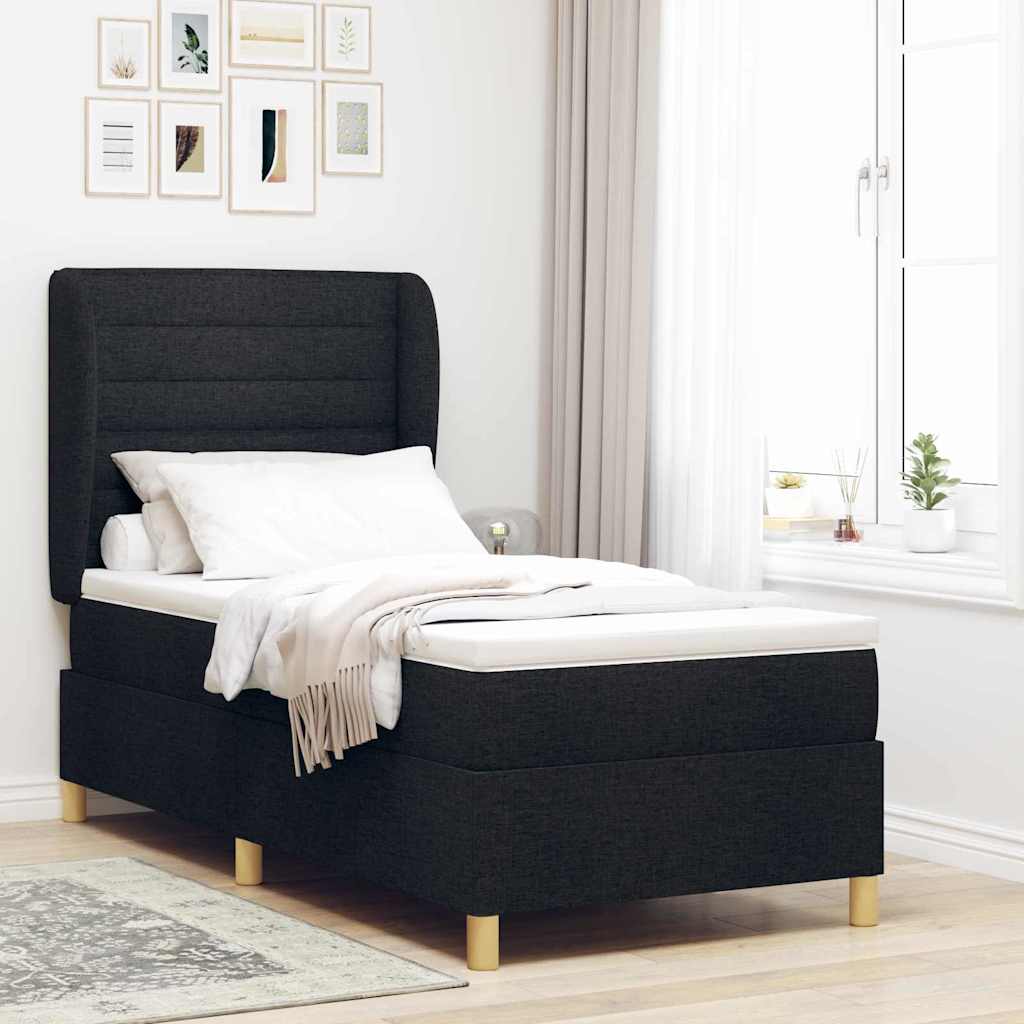 vidaXL Cama tipo Box Spring con colchón Negro 200 x 90 cm tela