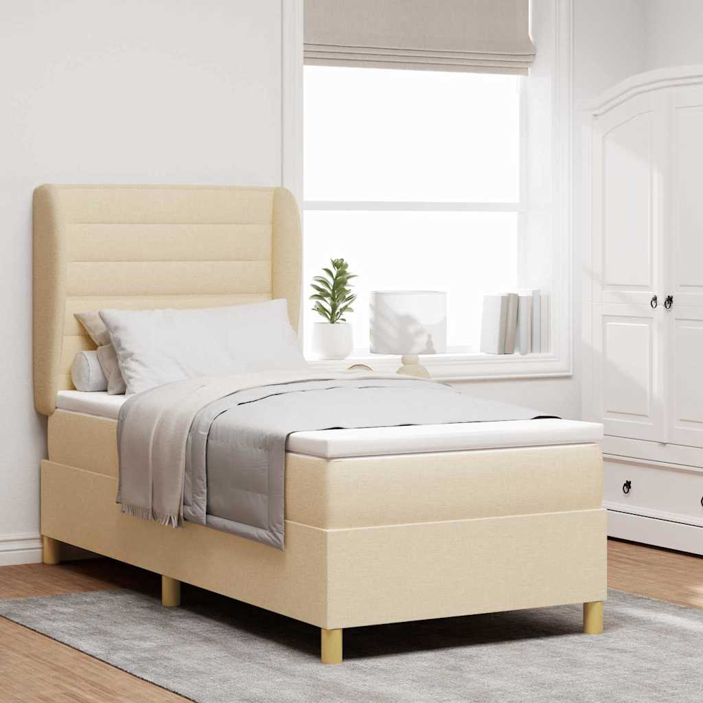 vidaXL Cama tipo Box Spring con colchón Crema 200 x 100 cm tela