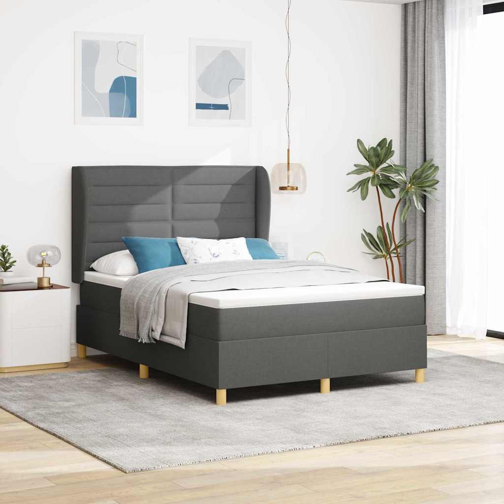 vidaXL Cama con Somier y Colchón Gris Oscuro 90x190 cm de Tela tela