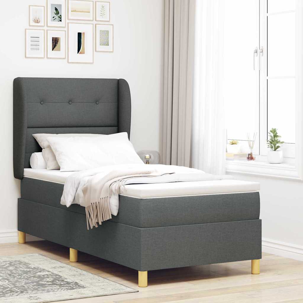 vidaXL Cama tipo Box Spring con cabecera Gris oscuro 200 x 80 cm tela