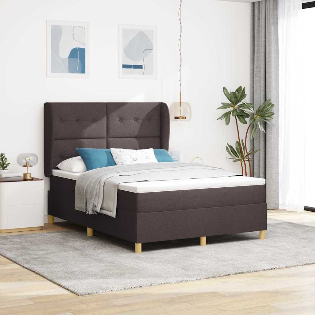 vidaXL Cama tipo Box Spring Manual Marrón Oscuro 200 x 140 cm tela