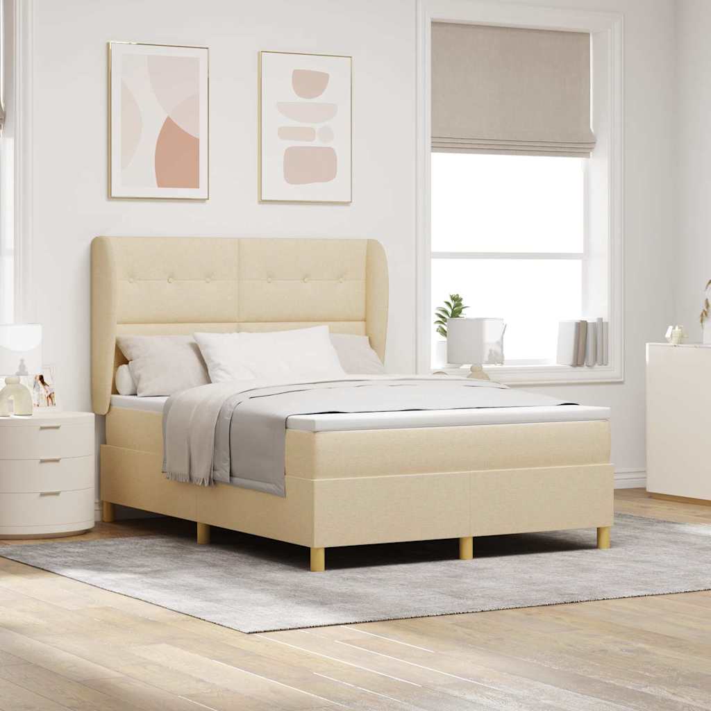 vidaXL Cama tipo Box Spring con cabecera Crema 200 x 160 cm tela