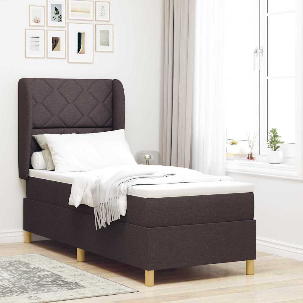 vidaXL Cama tipo Box Spring con cojín Marrón Oscuro 200 x 80 cm tela