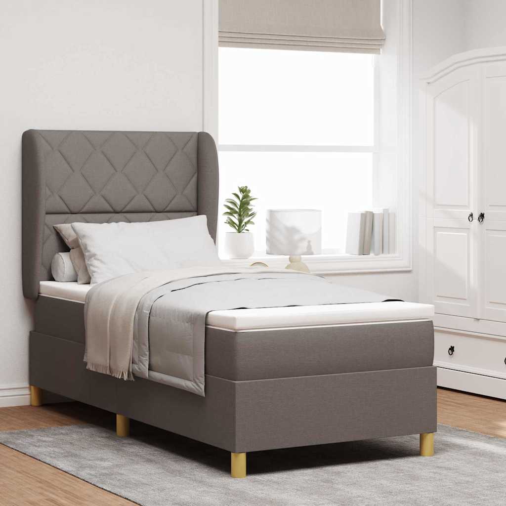 vidaXL Cama tipo Box Spring con cabecera Manual Taupé 200 x 90 cm tela
