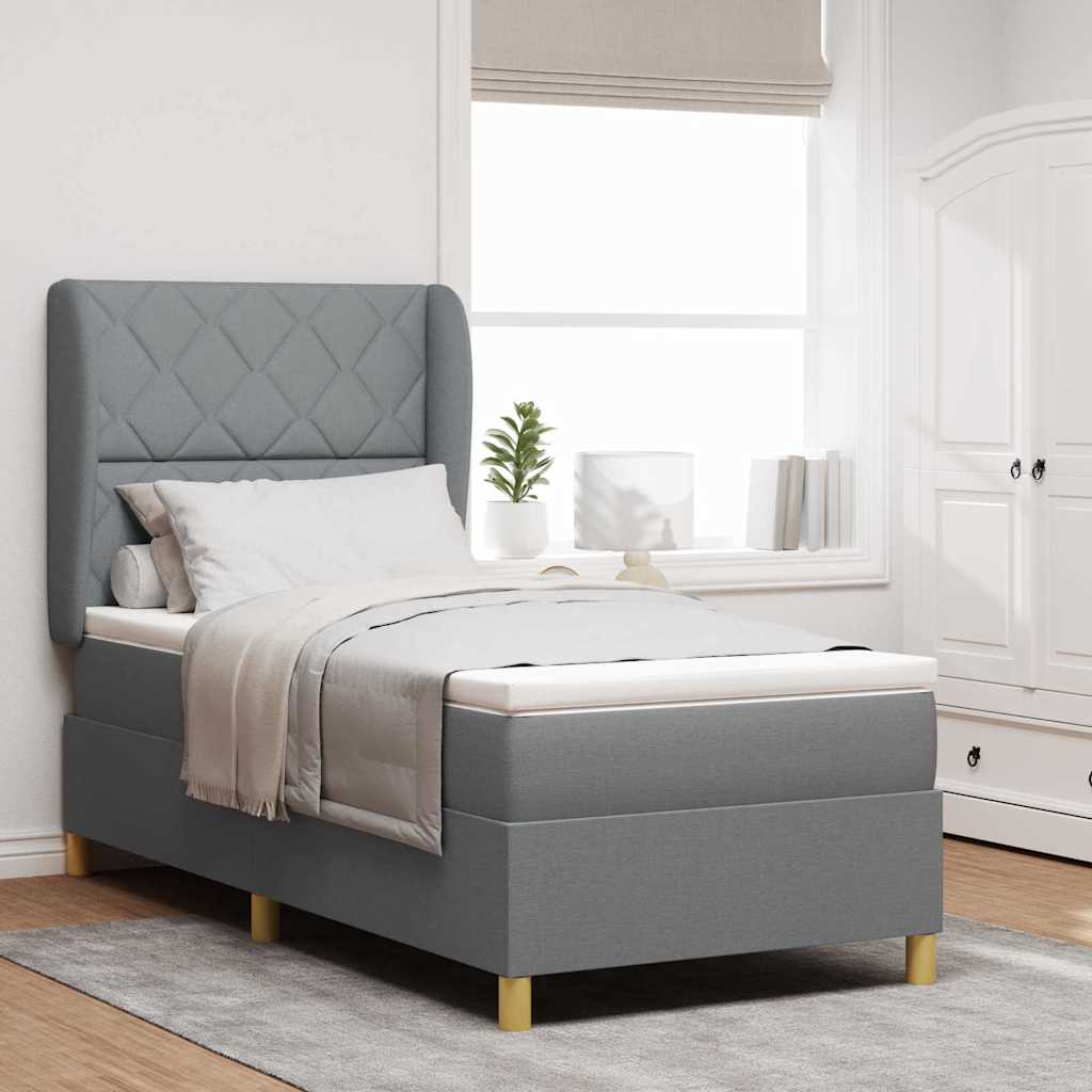 vidaXL Cama tipo Box Spring con cabecera Gris Claro 200 x 100 cm tela