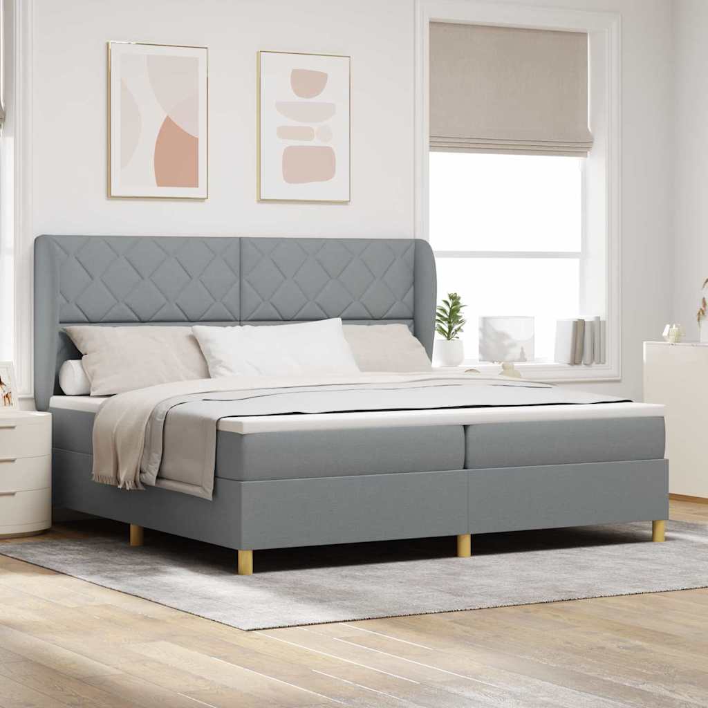 vidaXL Cama tipo Box Spring con cabecera Gris Claro 200 x 200 cm tela