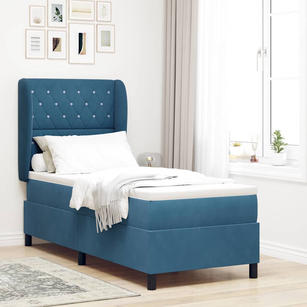 vidaXL Cama tipo Box Spring Manual Azul Oscuro 200 x 80 cm Terciopelo