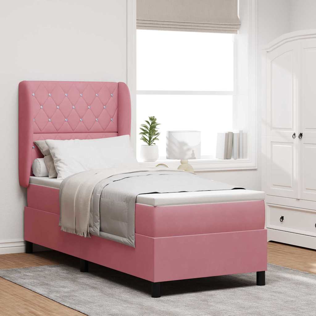 vidaXL Cama tipo Box Spring con colchón Rosa 200 x 80 cm Terciopelo
