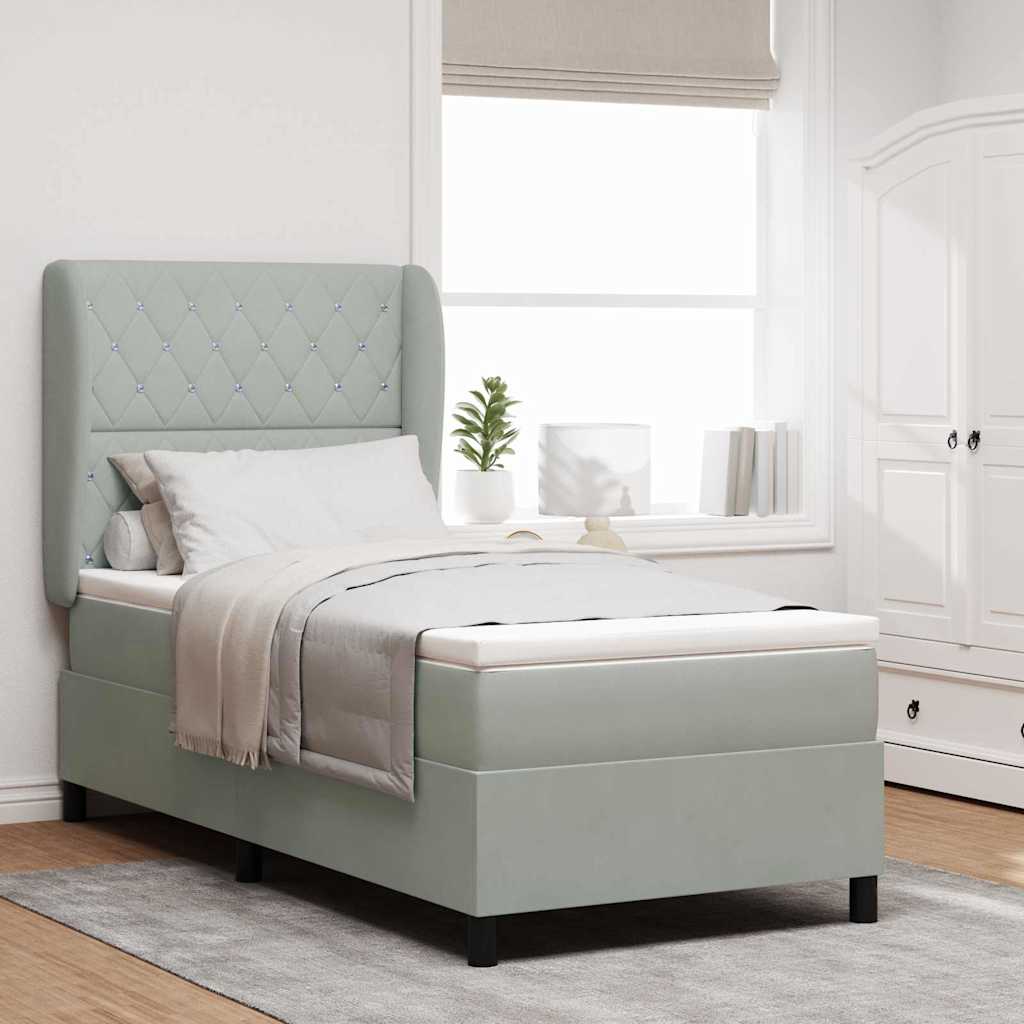 vidaXL Cama tipo Box Spring Gris Claro 190 x 90 cm Terciopelo