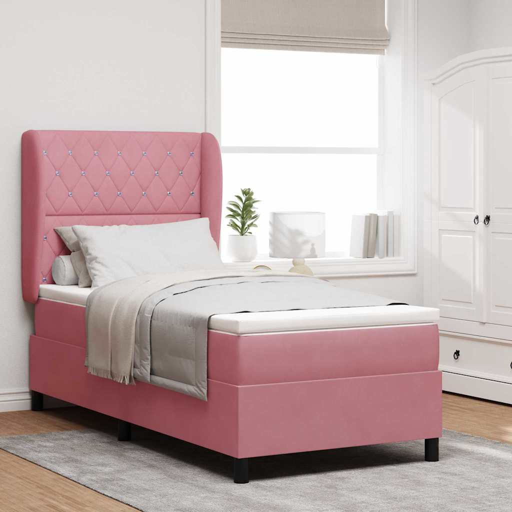 vidaXL Cama tipo Box Spring con cabecera Rosa 190 x 90 cm Terciopelo