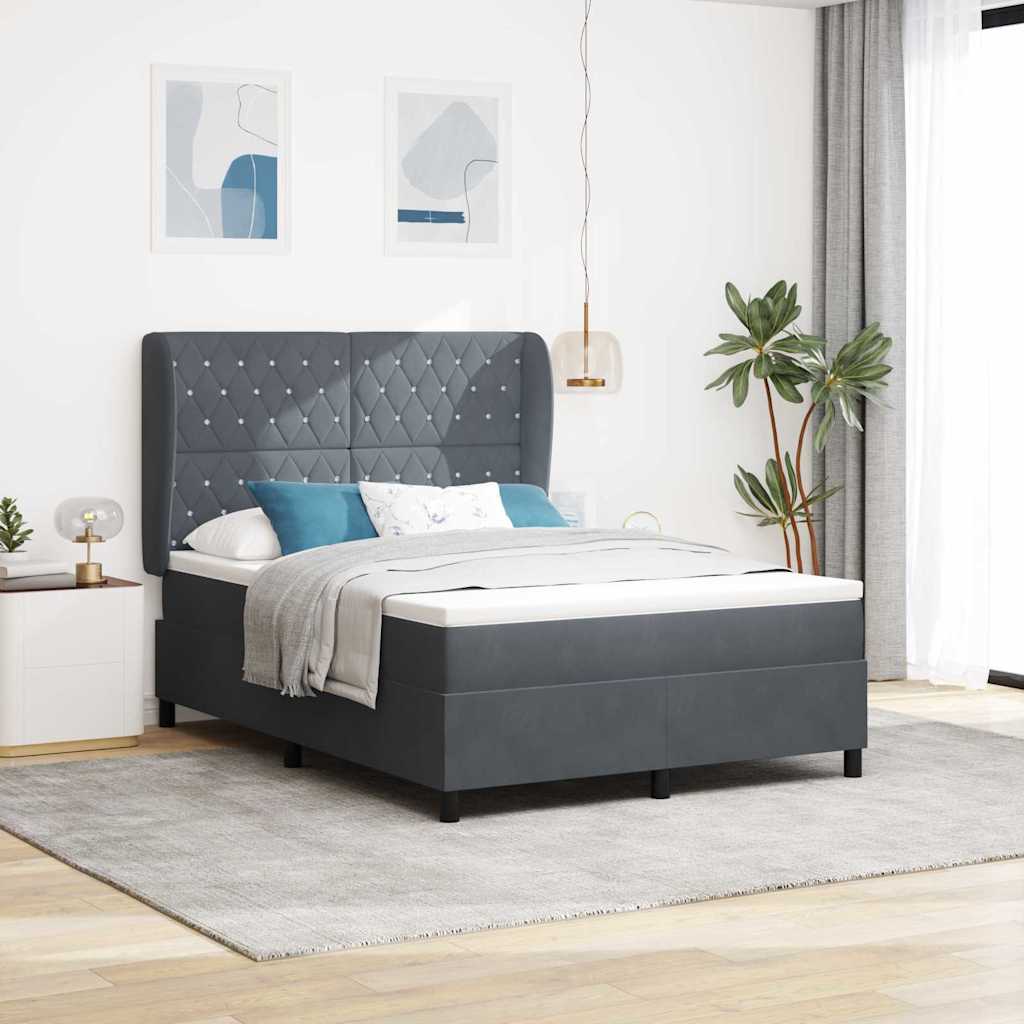 vidaXL Cama tipo Box Spring Manual Gris oscuro 200 x 160 cm Terciopelo