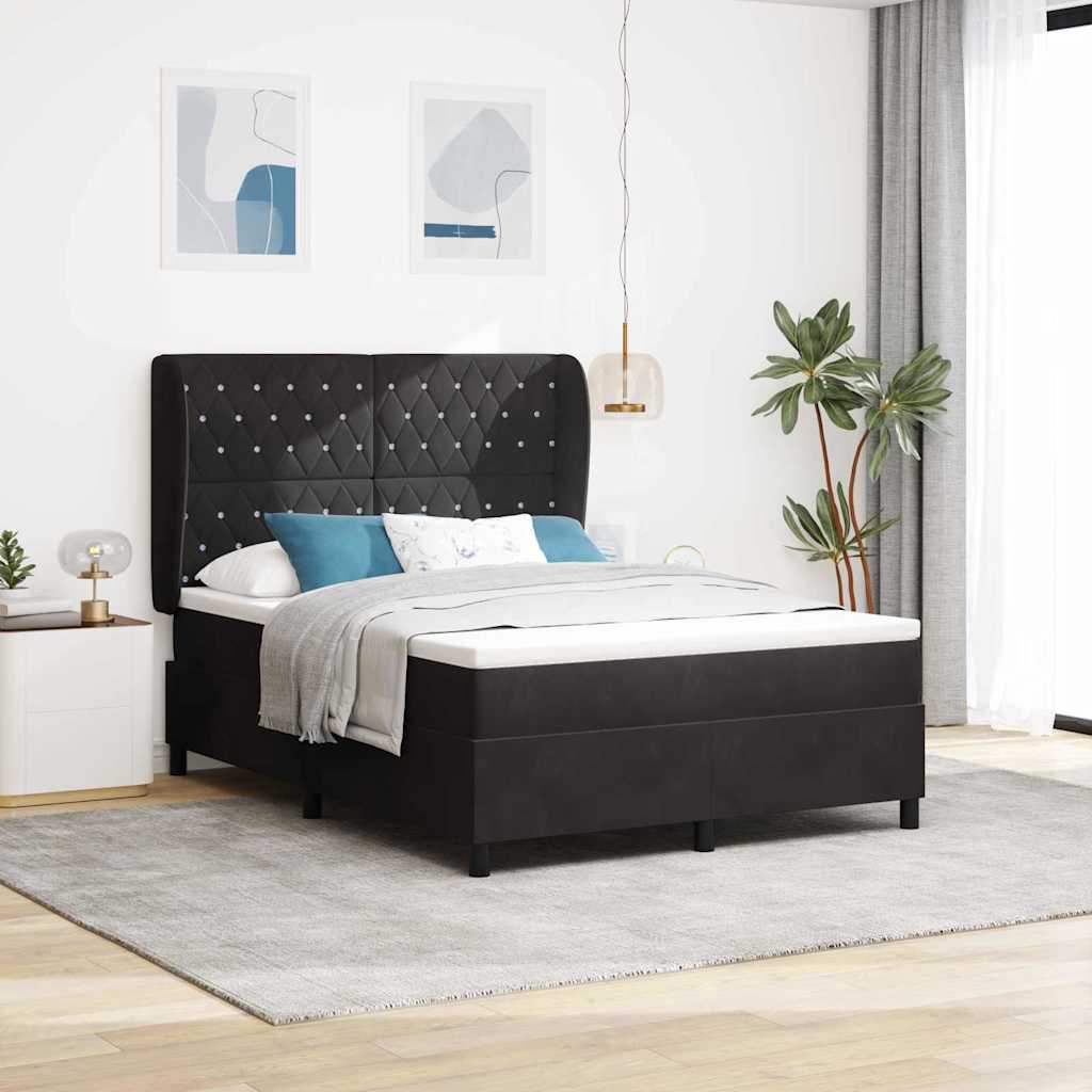 vidaXL Cama tipo Box Spring con colchón Negro 200 x 160 cm Terciopelo