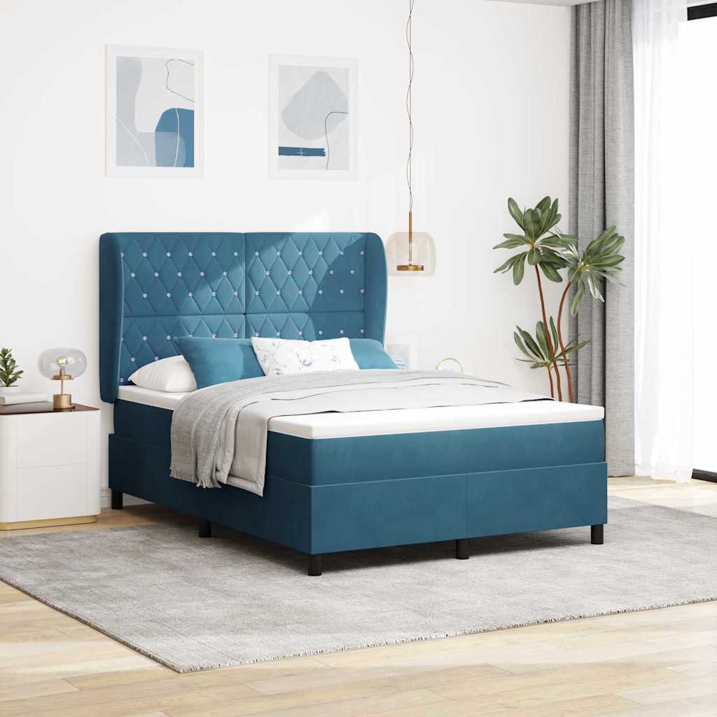 vidaXL Cama tipo Box Spring Azul Oscuro 200 x 160 cm Terciopelo