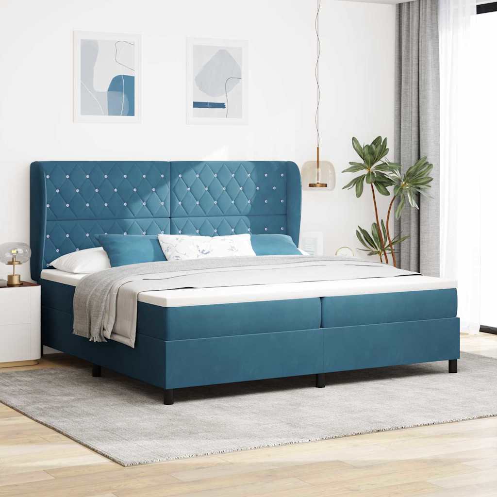 vidaXL Cama tipo Box Spring Azul Oscuro 200 x 200 cm Terciopelo