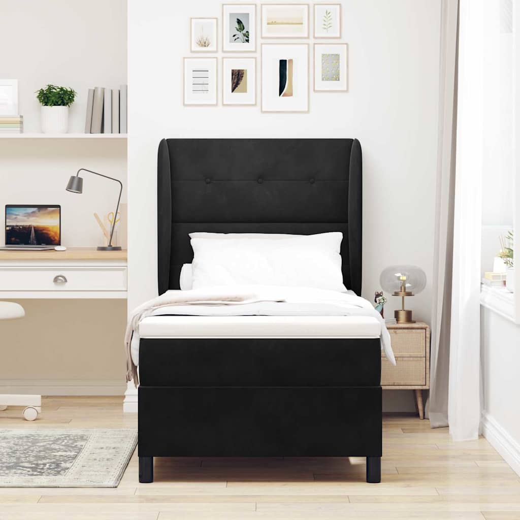 vidaXL Cama tipo Box Spring con cabecera Negro 200 x 80 cm Terciopelo
