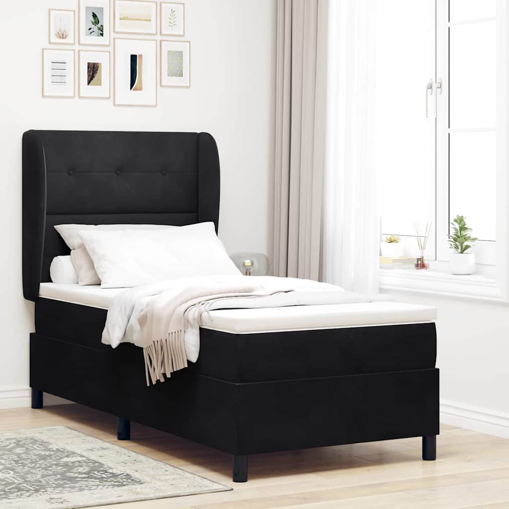vidaXL Cama tipo Box Spring con cabecera Negro 200 x 100 cm Terciopelo