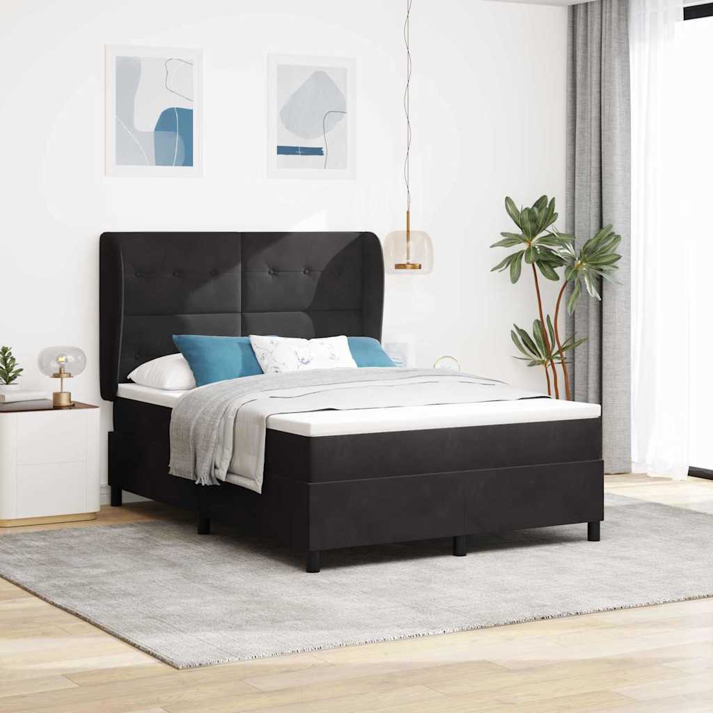 vidaXL Cama tipo Box Spring con cabecera Negro 190 x 140 cm Terciopelo