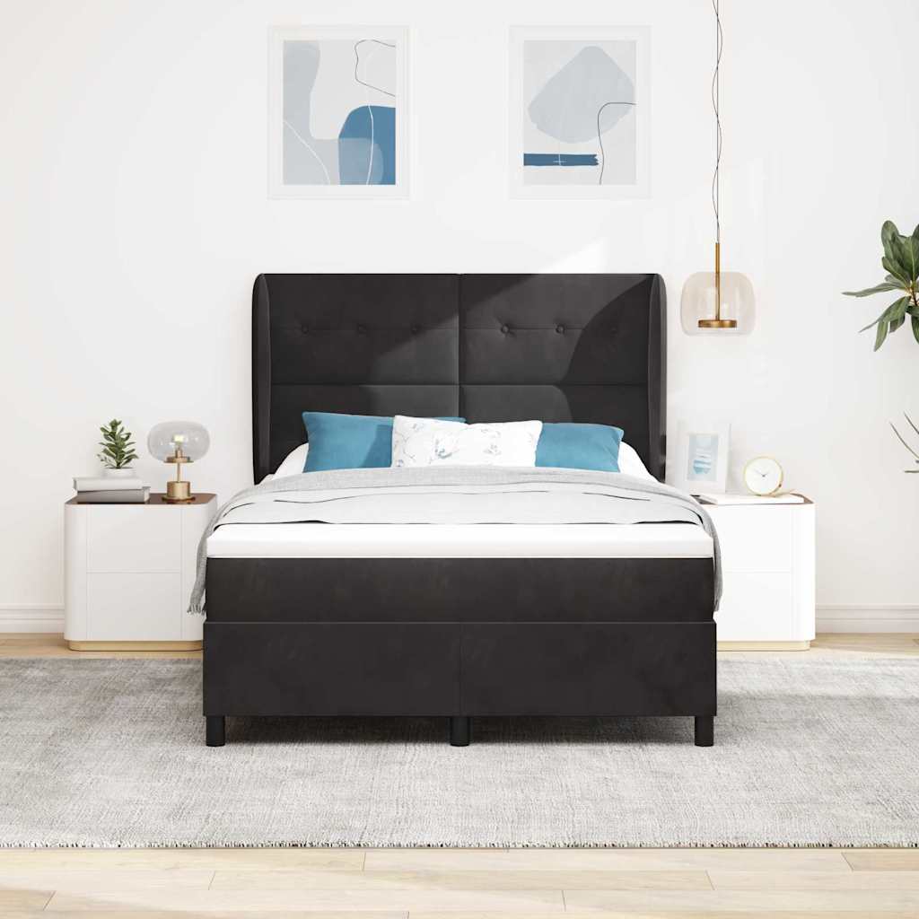 vidaXL Cama tipo Box Spring con cabecera Negro 200 x 140 cm Terciopelo