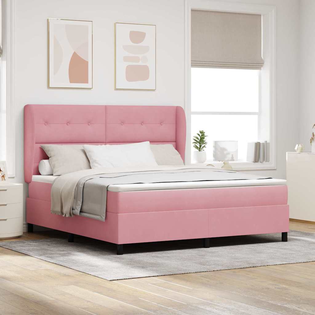 vidaXL Cama tipo Box Spring con cabecera Rosa 200 x 180 cm Terciopelo