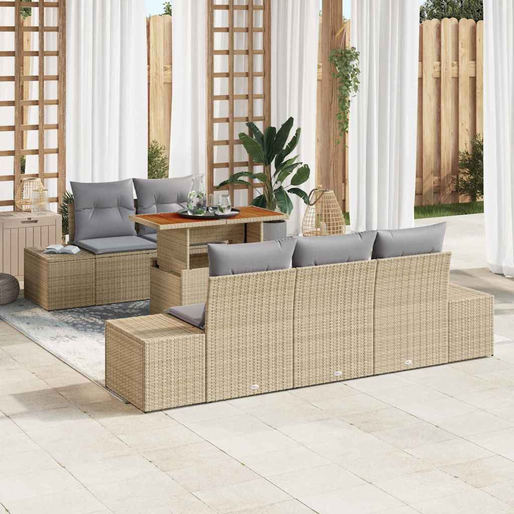 vidaXL Conjunto de sofás de jardín 6 uds. Beige y gris