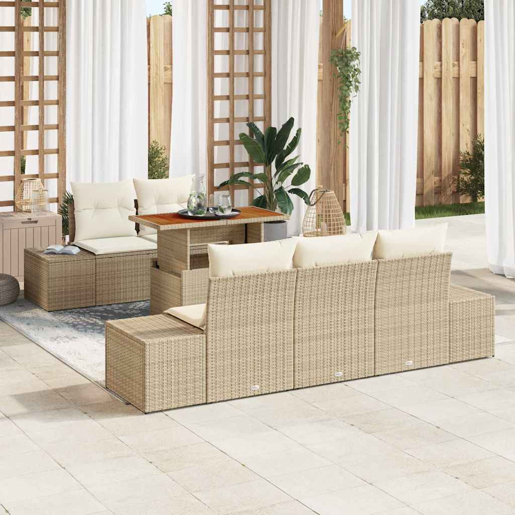 vidaXL Conjunto de sofás de jardín 6 uds. Beige y Crema