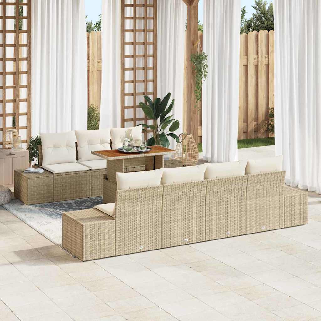 vidaXL Conjunto de sofás de jardín 8 uds. Beige ratán sintético