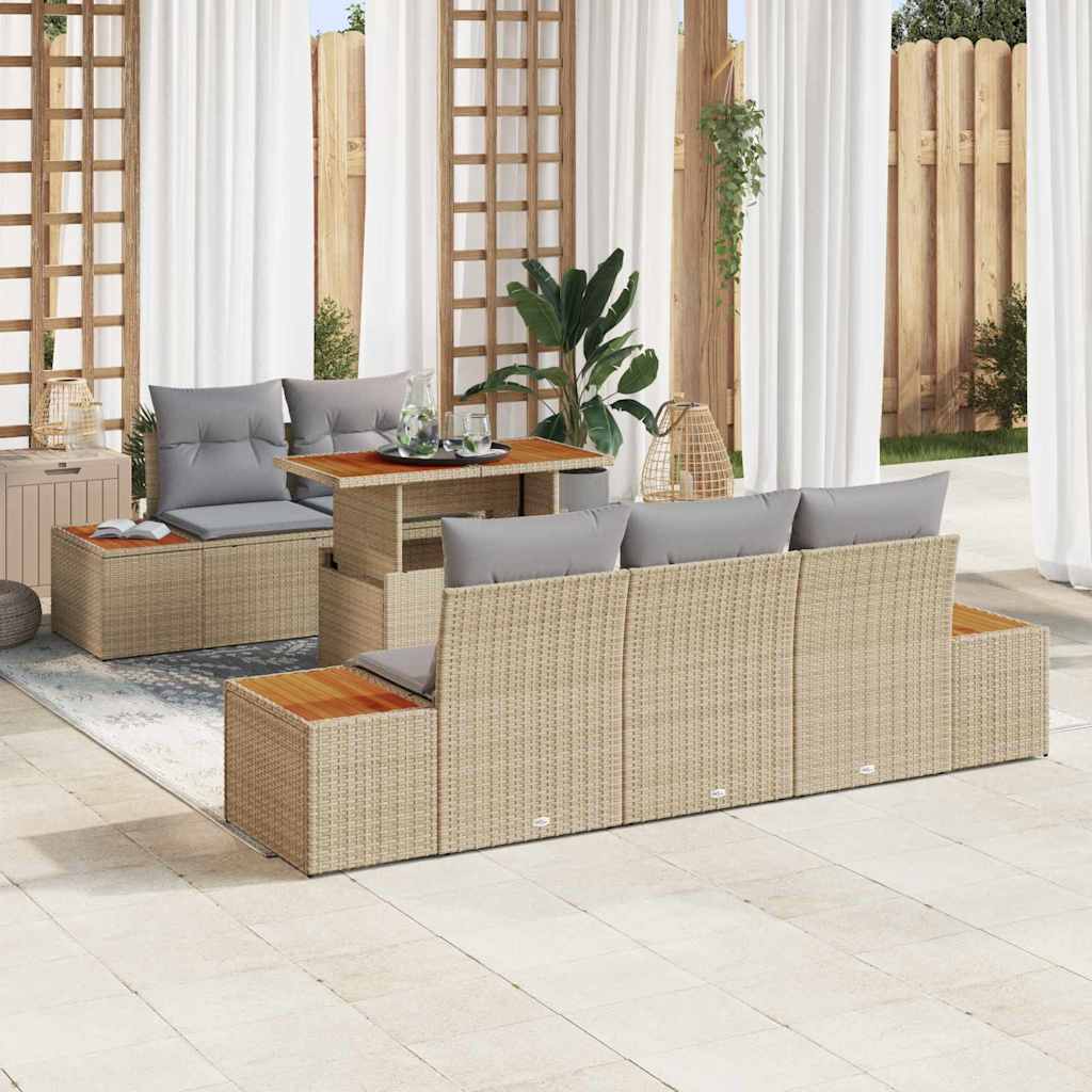 vidaXL Conjunto de sofás de jardín 6 uds. Beige y gris