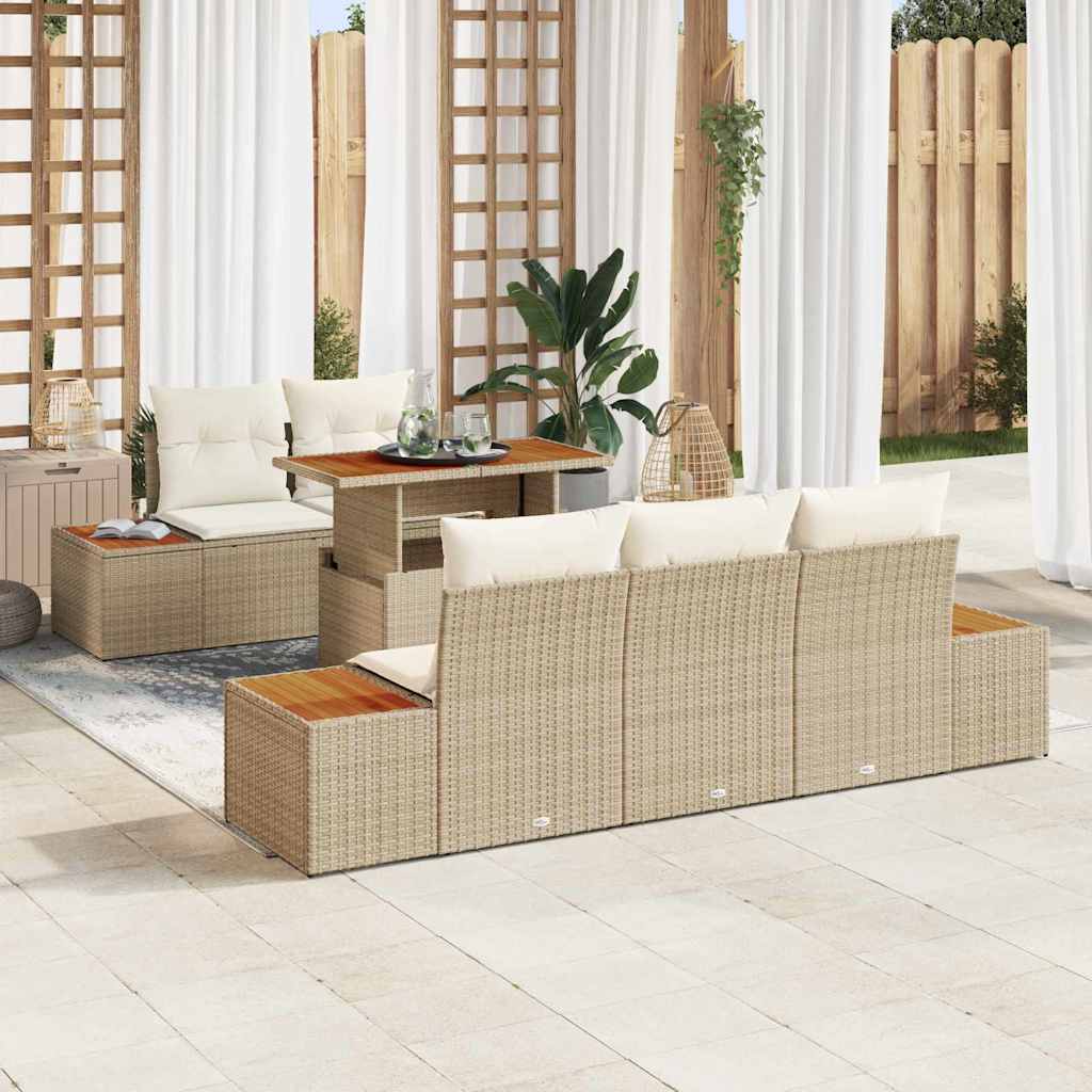 vidaXL Conjunto de sofás de jardín 6 uds. Beige y Crema