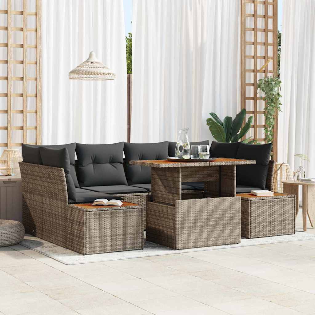 vidaXL Conjunto de sofás de jardín 9 uds. Gris y marrón