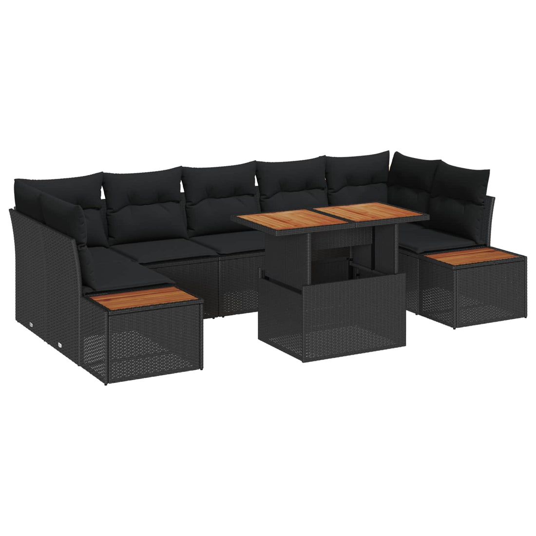 vidaXL Conjunto de sofás de jardín 8 uds. Negro y Marrón