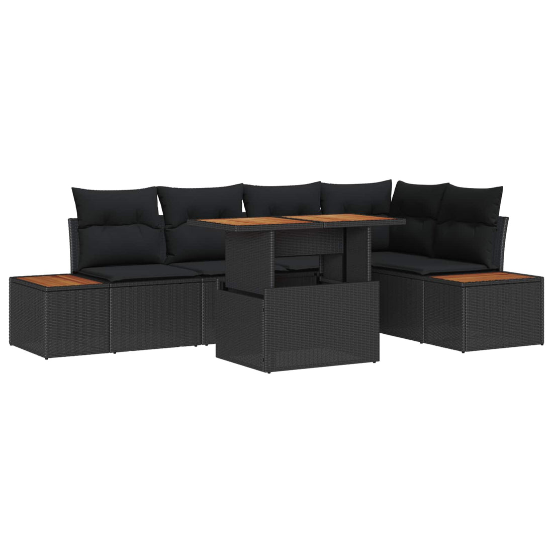 vidaXL Conjunto de sofás de jardín 6 uds. Negro ratán sintético