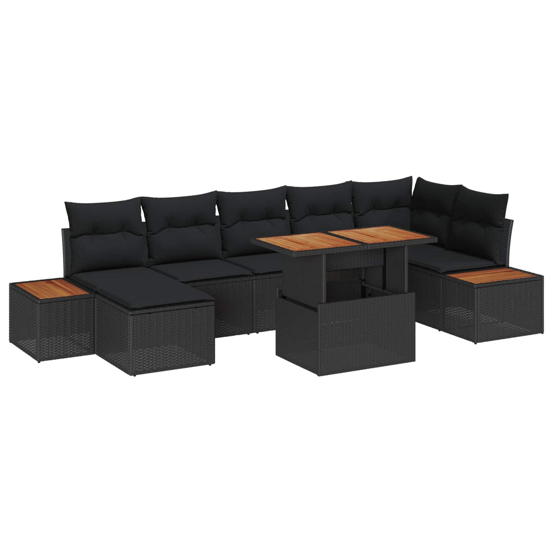 vidaXL Conjunto de sofás de jardín 8 uds. Negro y Marrón