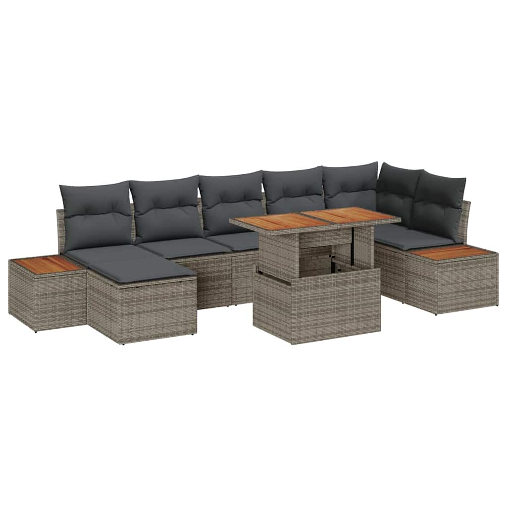 vidaXL Conjunto de sofás de jardín 8 uds. Gris y marrón