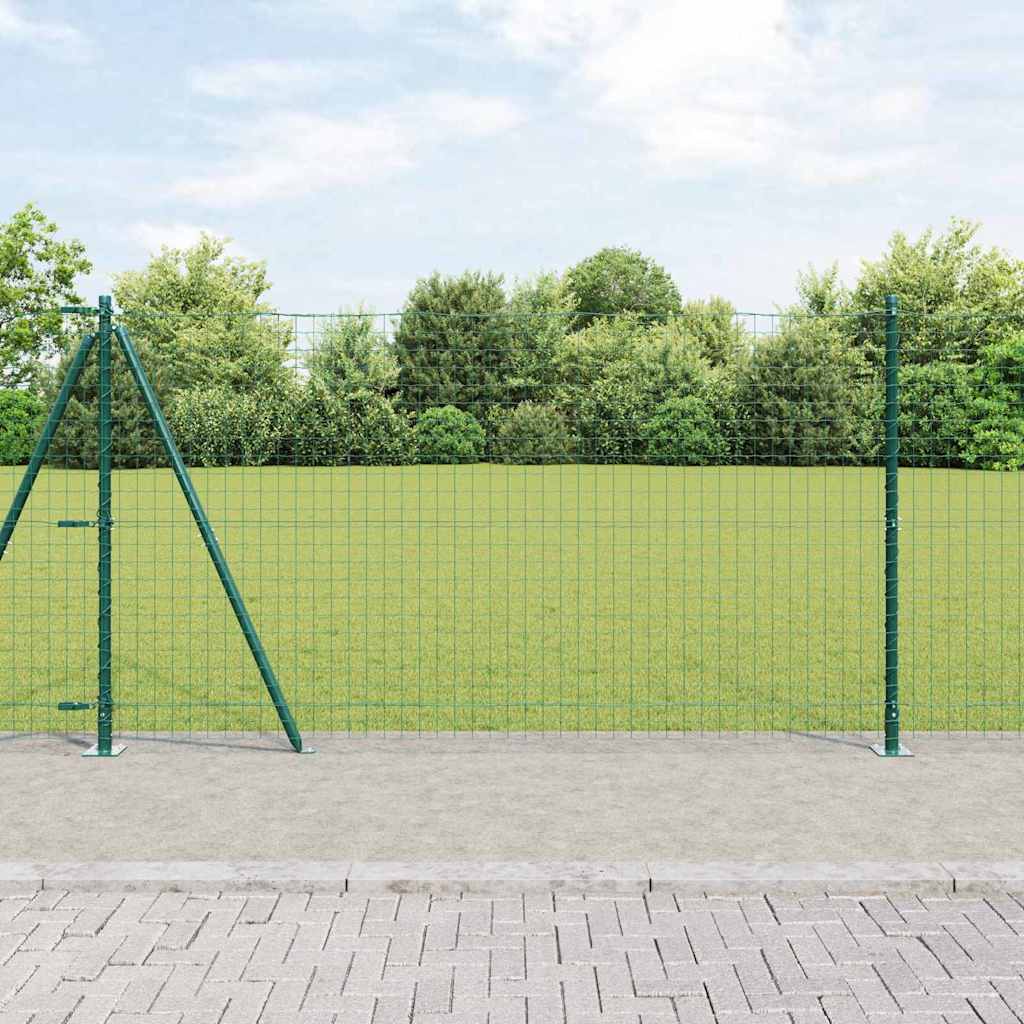vidaXL Poste de cerca con base de concreto 52 uds. Verde