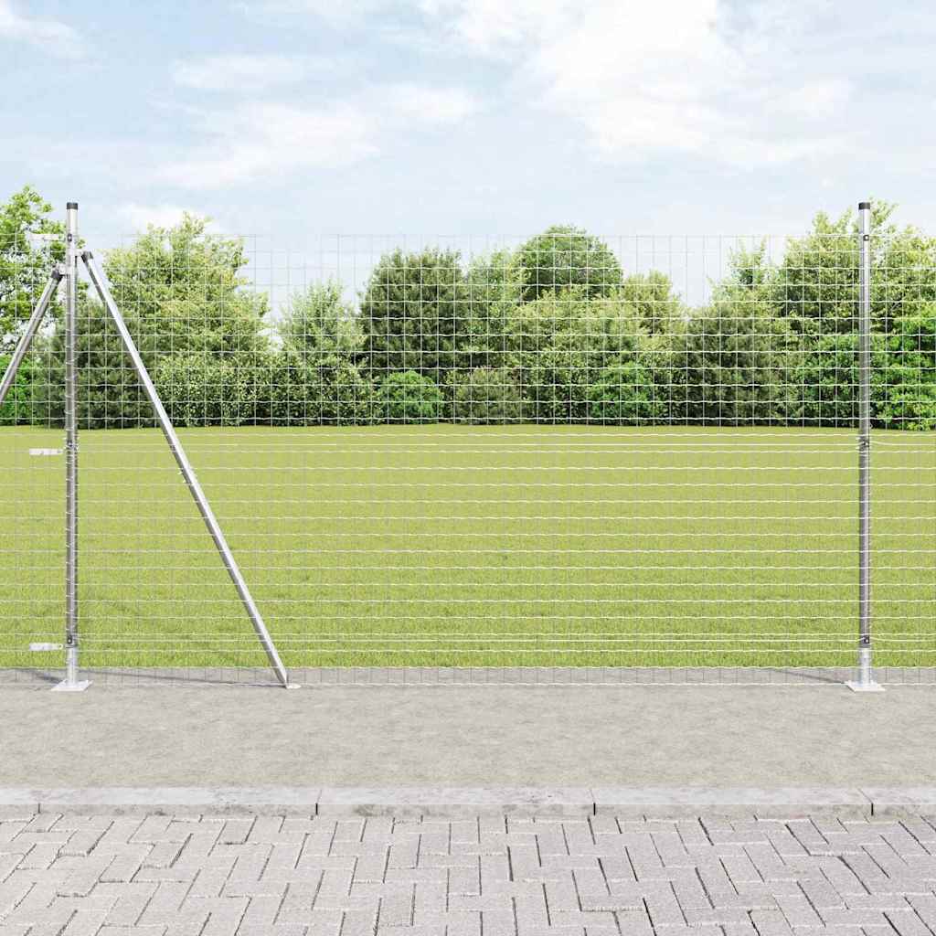 vidaXL Poste de cerca con base de concreto 26 uds. Plateado