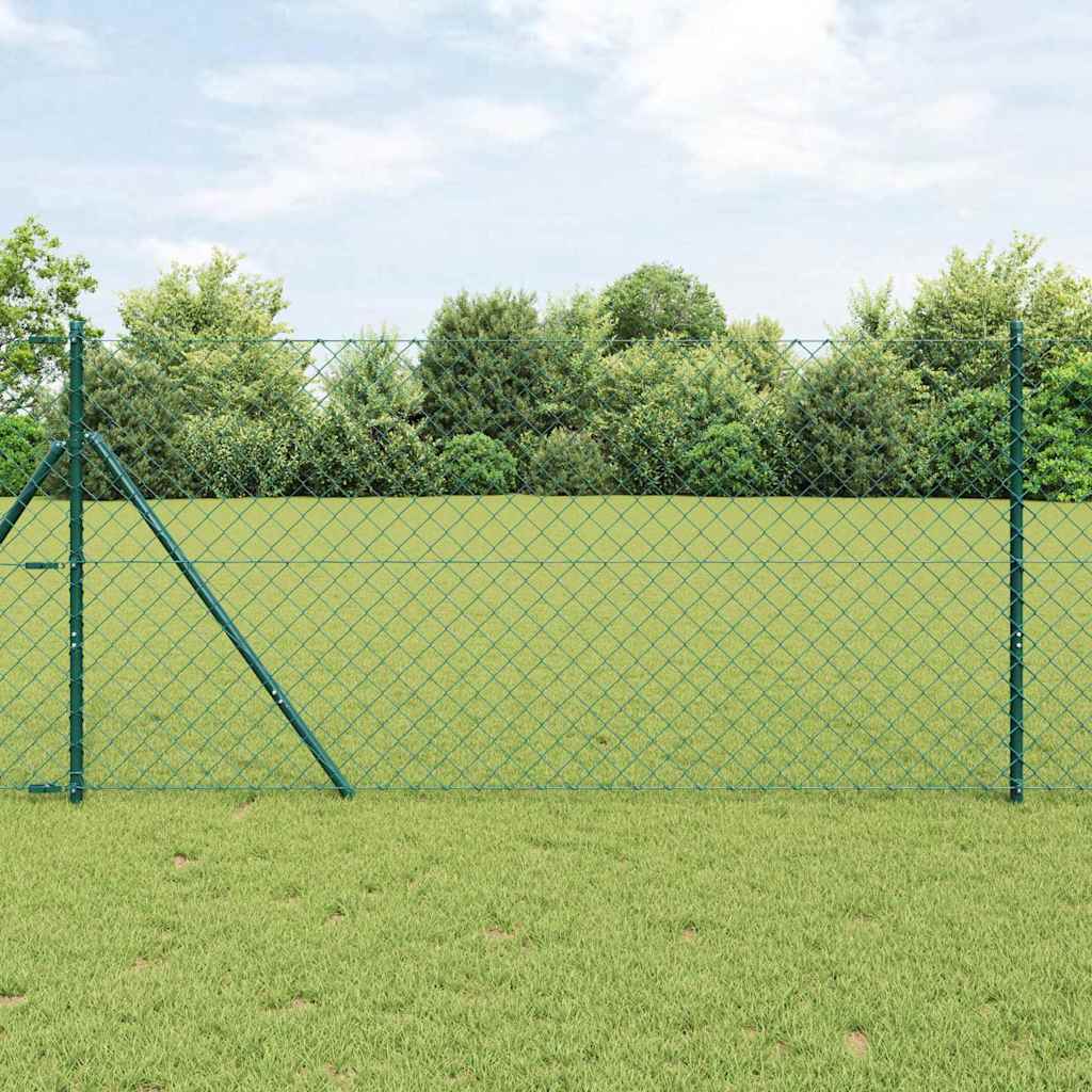vidaXL Fijación de suelo para cercas de malla 1 x 25 m Verde Malla