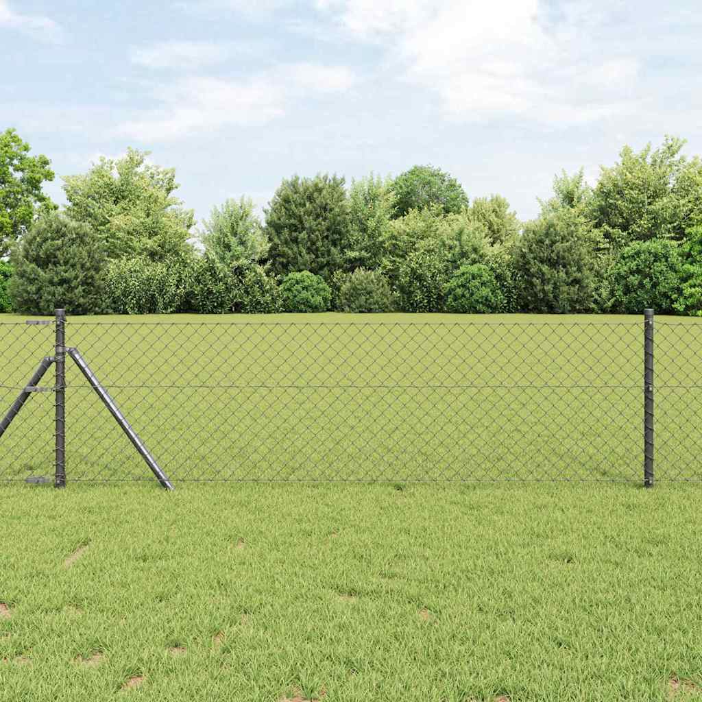 vidaXL Fijación de suelo para cercas de malla 10 x 0,8 m Gris Malla