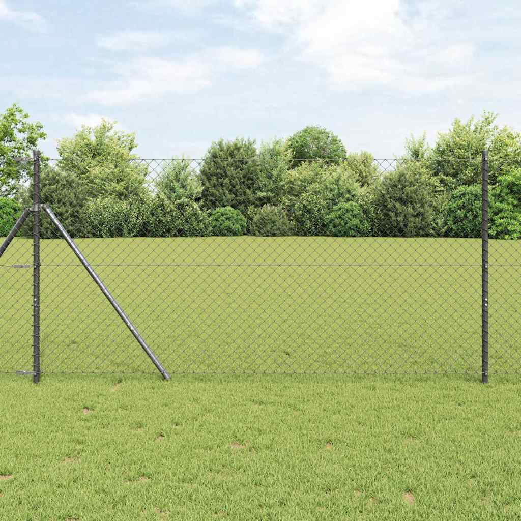 vidaXL Fijación de suelo para cercas de malla 10 x 1,4 m Gris Malla