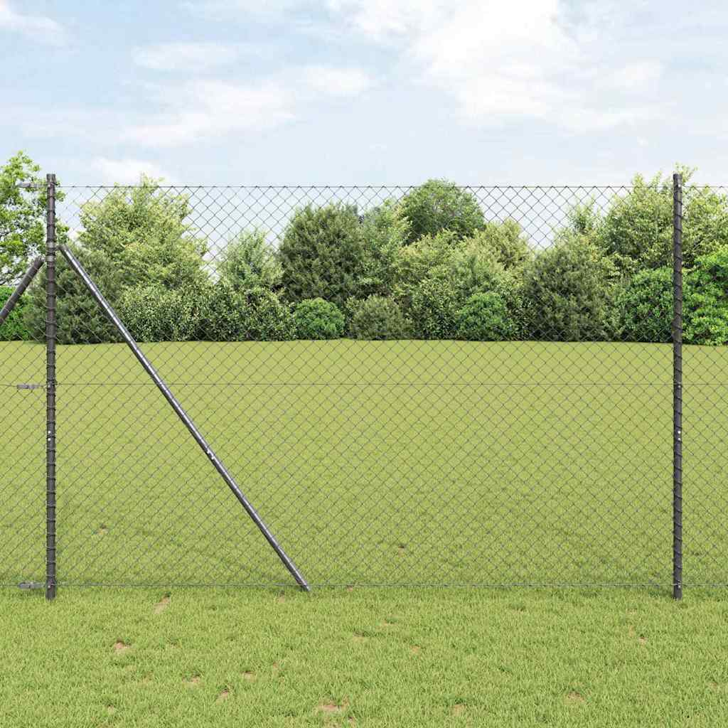 vidaXL Fijación de suelo para cercas de malla 10 x 1,5 m Gris Malla