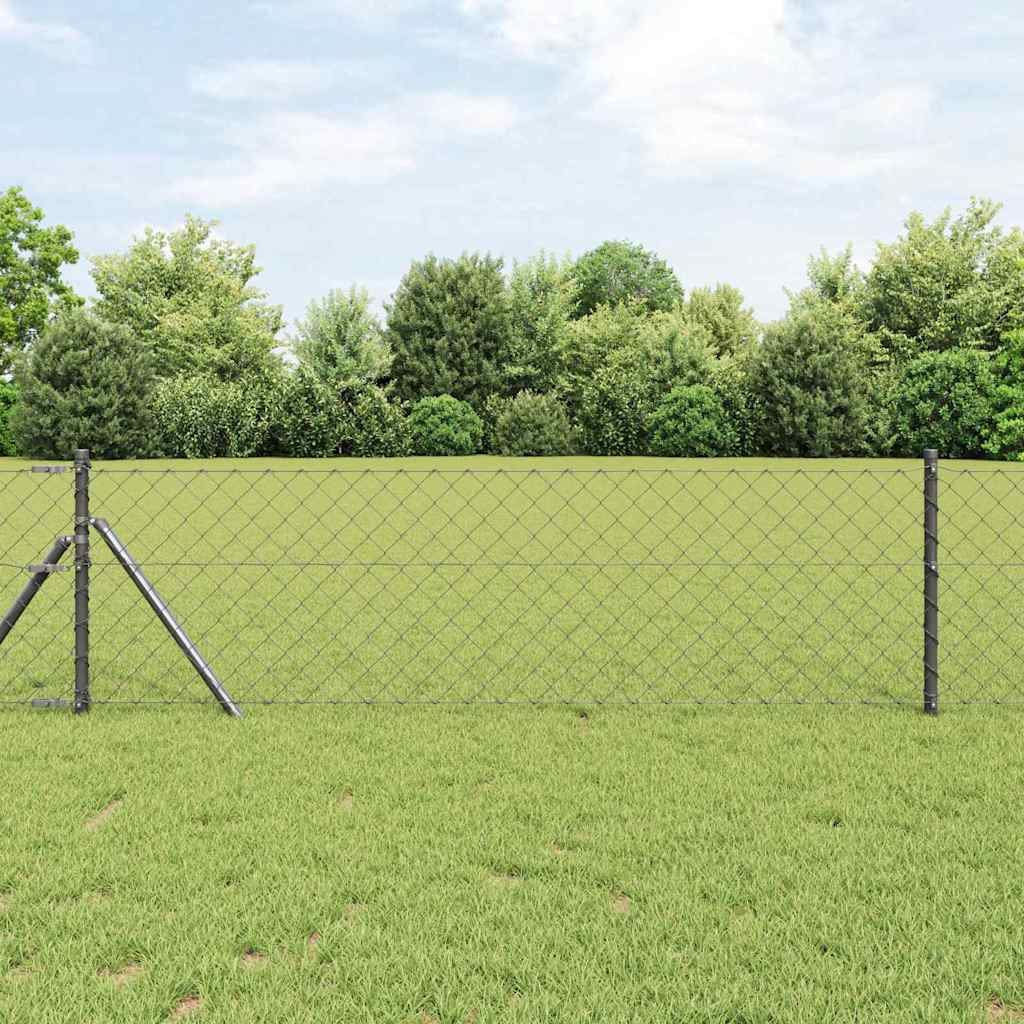 vidaXL Fijación de suelo para cercas de malla 25 x 0,6 m Gris Malla