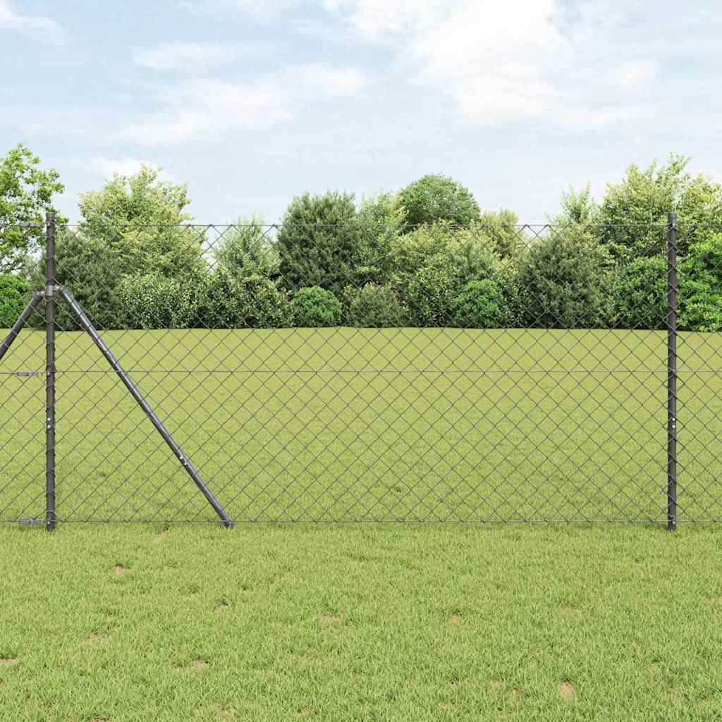 vidaXL Fijación de suelo para cercas de malla 25 x 1,2 m Gris Malla