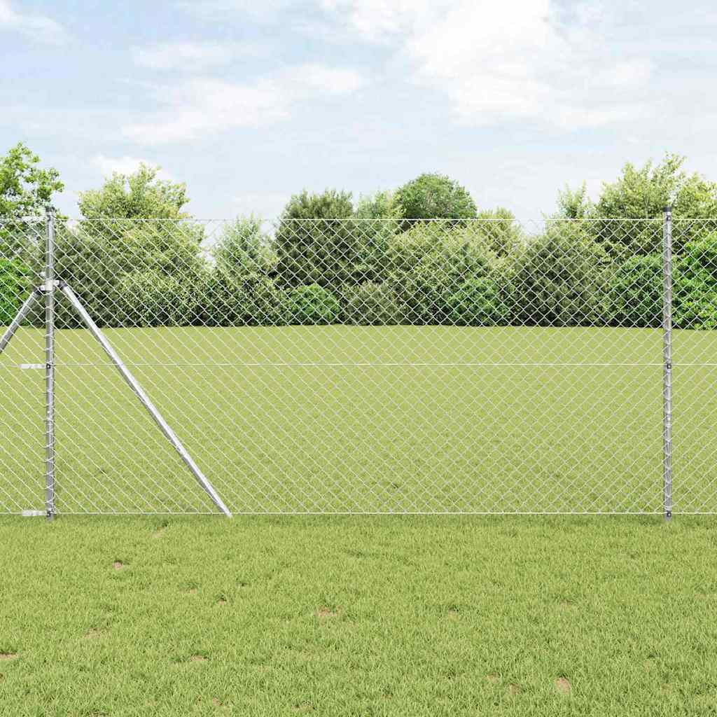 vidaXL Fijación de suelo para cercas de malla 10 x 1,2 m Plateado