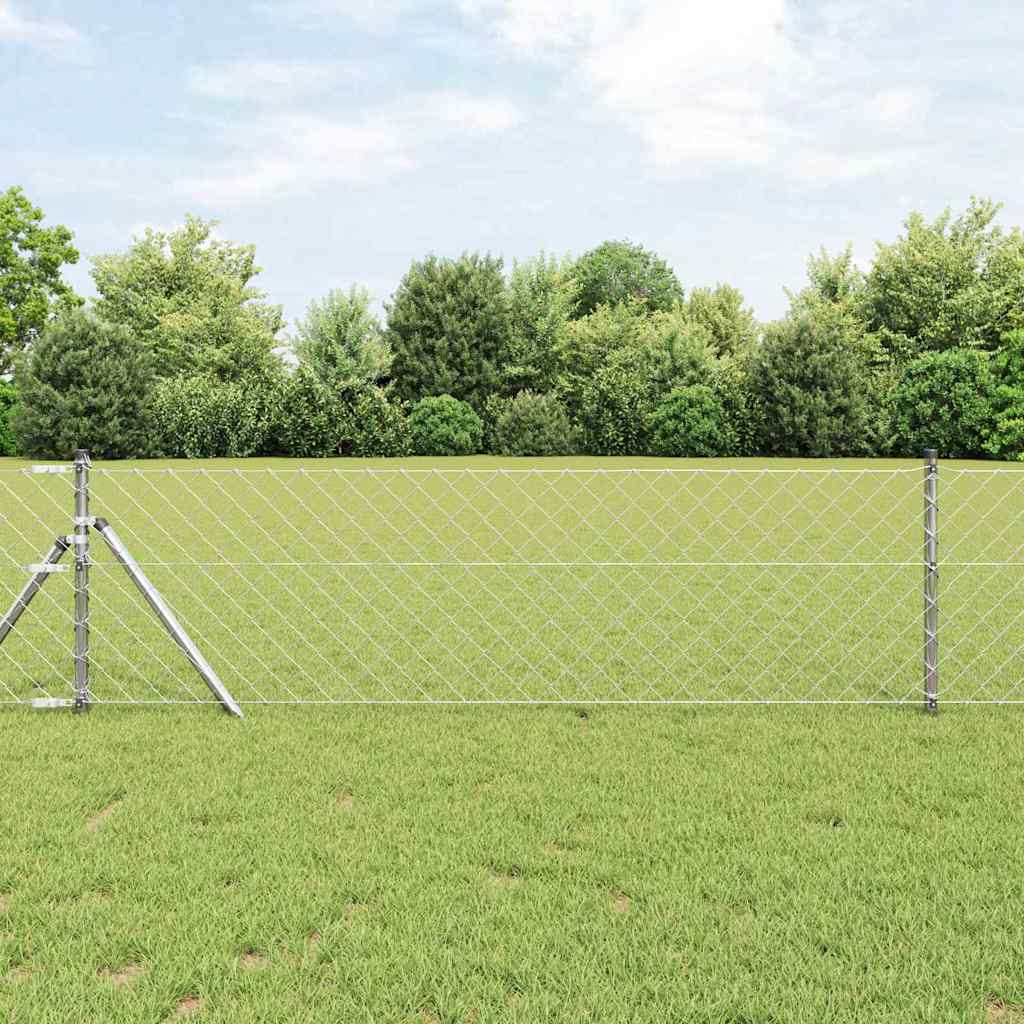 vidaXL Fijación de suelo para cercas de malla 10 x 0,4 m Plateado